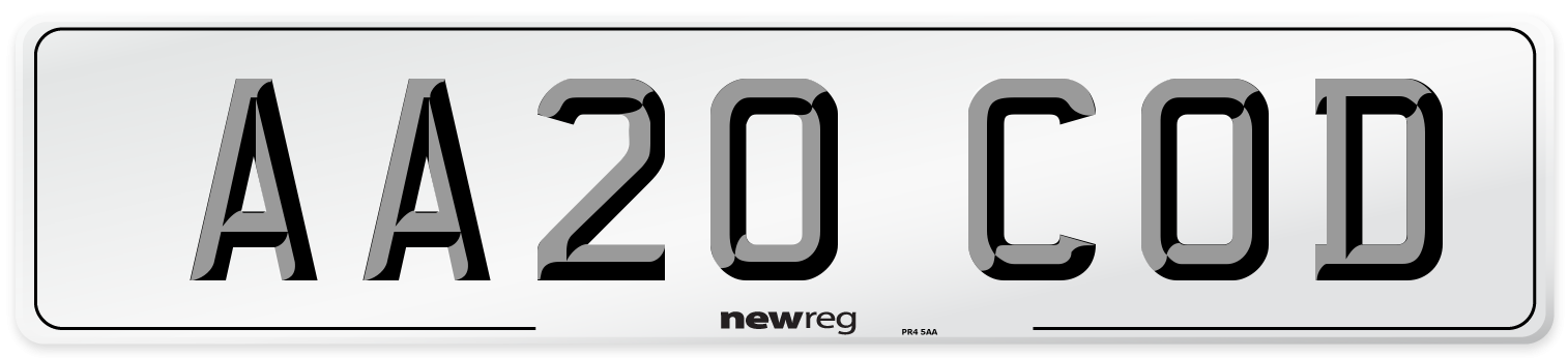 AA20 COD Number Plate from New Reg